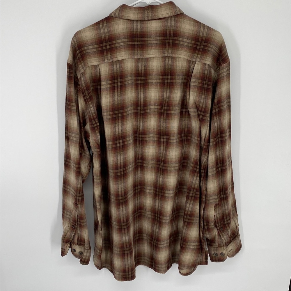 Columbia Men's Flannel Plaid Shirt in Brown and Tan XL - Picture 5 of 9